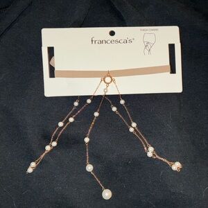 Pair of Francesca's Pearl & Rhinestone Thigh Chains - Beige Straps